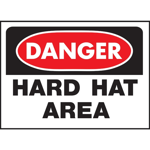 Hy-Ko Danger Hard Hat Area Sign 10" x 14", 5PK A00818 - main